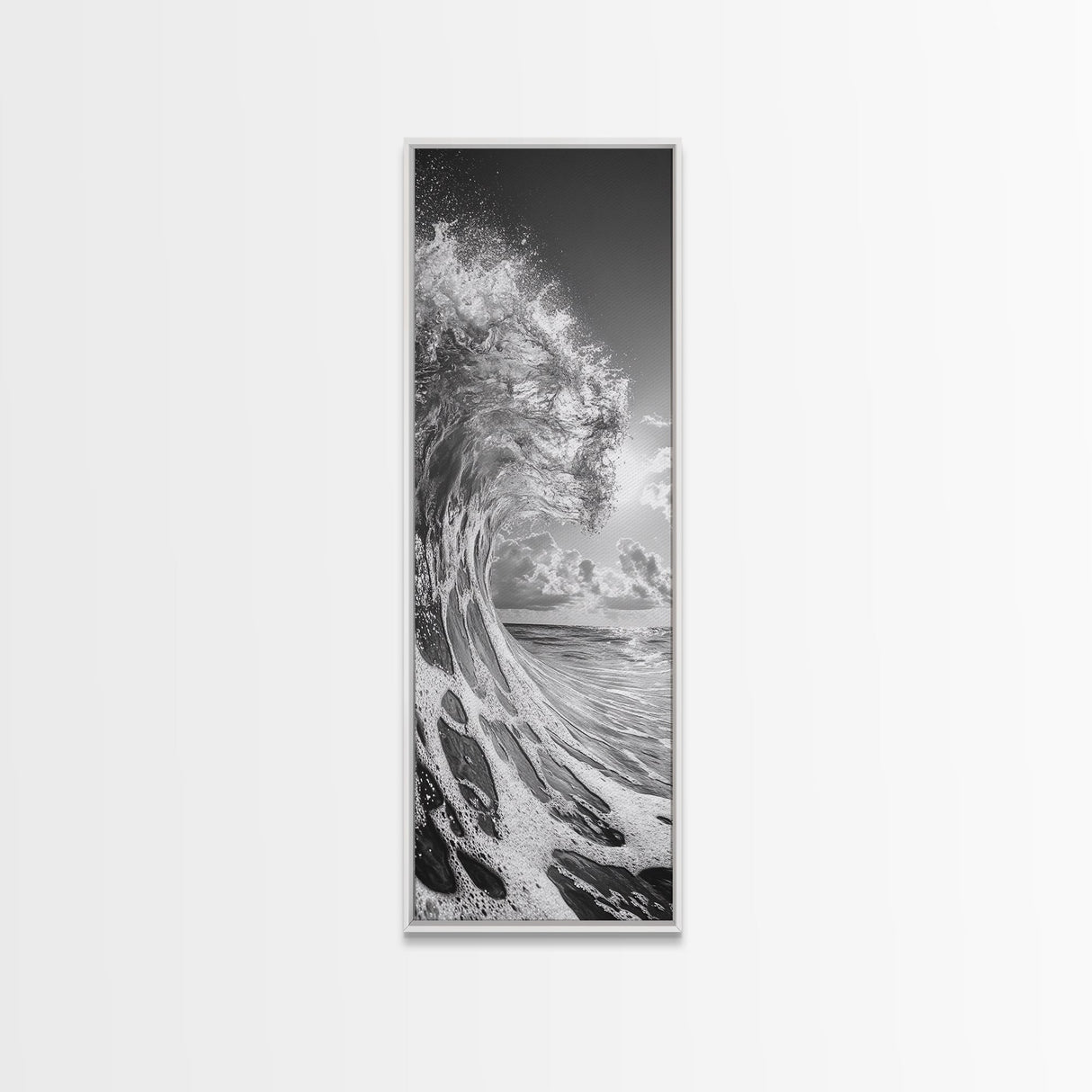 Ocean Wave, Splash Art, Dramatic Sea, Framed Canvas Print, Surfer Gift, Beach House Decor, Dynamic Water Scene, Nature Photography