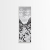 Snowy Pass, Winter Hike, Rocky Trail, Framed Canvas Print, Nature Lover Gift, Minimalist Mountain Art, Bedroom Wall Decor, Living Room Decor
