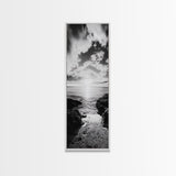 Sunset Shore, Tranquil Waters, Coastal Cove, Golden Glow Canvas Print, Beach House Living Room Wall Art, Seaside Summer Decor
