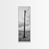 Utility Pole, Coastal Wires, Industrial Sky, Power Lines, Framed Canvas Print, Minimalist Photography, Loft Wall Art, Urban Decor
