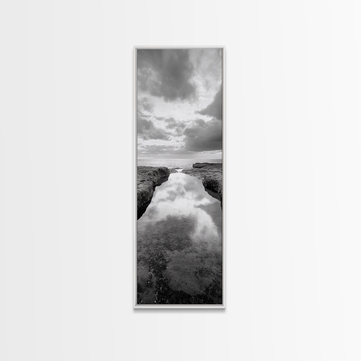 Tidal Pool, Ocean Reflection, Shore Calm, Seascape Beauty, Canvas Print, Minimalist Bathroom Art, Coastal Vibes, Tranquil Decor