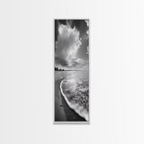 Morning Beach, Shoreline Foam, Coastal Tranquility, Sunrise Horizon, Canvas Print, Beach Wall Art, Bathroom Decor, Seaside Vibes