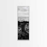 Metal Cup, Shoreline Still Life, Rustic Seaside, Canvas Print, Vintage Aesthetic, Coastal Kitchen Wall Art, Minimal Beach Mood