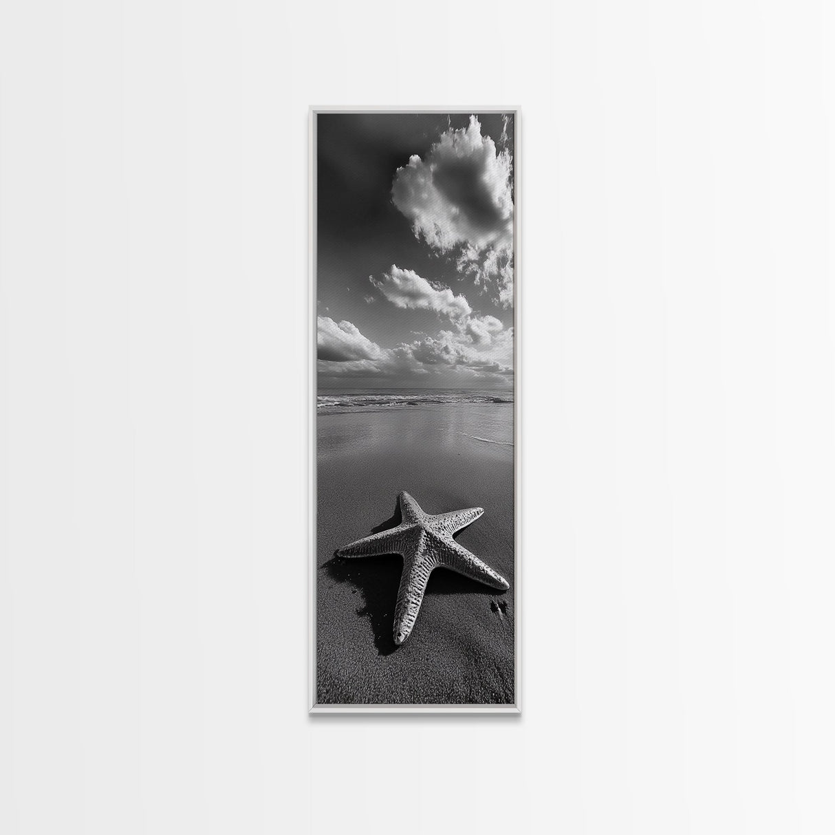 Starfish Beach, Shoreline Calm, Ocean Minimalism, Canvas Print, Coastal Living Room Wall Art, Nautical Bathroom Decor, Beach House Style