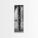 Totem Pole, Tribal Faces, Historic Symbolism, Canvas Print, Cultural Wall Decor, Office Wall Art, Rustic Museum Style Photography