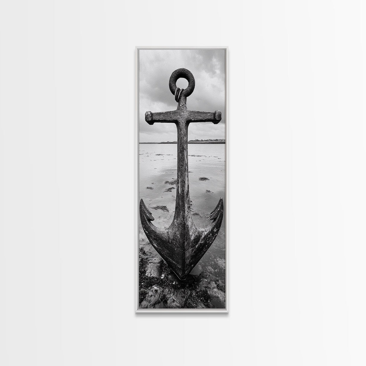 Nautical Anchor, Coastal Vibes, Marine Decor, Ocean-Inspired, Bold Statement, Framed Canvas Print, Entryway Wall Art, Rustic Beach Style