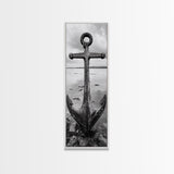Nautical Anchor, Coastal Vibes, Marine Decor, Ocean-Inspired, Bold Statement, Framed Canvas Print, Entryway Wall Art, Rustic Beach Style