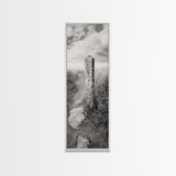 Rural Path, Weathered Stone, Grassy Trail, Framed Canvas Print, Rustic Nature Wall Art, Minimalist Entryway Decor, Autumn Landscape Art