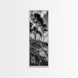 Windy Pines, Cliff Edge, Tree Silhouettes, Canvas Print, Moody Forest Photography, Rustic Cabin Wall Art, Autumn Living Room Decor