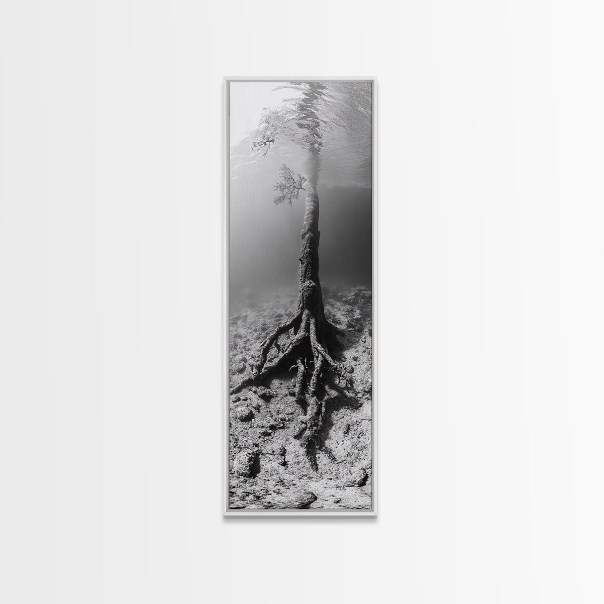 Surreal Tree Roots, Underwater Tree Art, Dreamy Forest Print, Nature Photography, Living Room Wall Decor, Framed Canvas Print