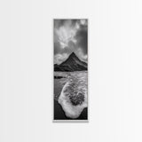 Dramatic Seaside Peak, Coastal Mountain Wall Art, Black Beach Photography, Bold Nature Decor, Canvas Print, Living Room Art
