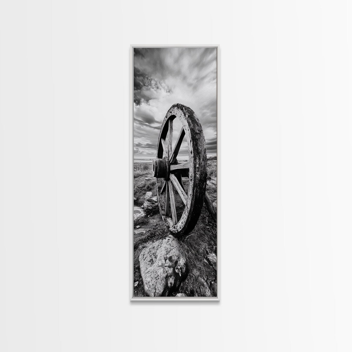 Prairie Wagon Wheel, Antique Rustic Wall Decor, Western Homestead Art, Barnhouse Style Print, Canvas Print, Fall Living Room Art