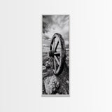 Prairie Wagon Wheel, Antique Rustic Wall Decor, Western Homestead Art, Barnhouse Style Print, Canvas Print, Fall Living Room Art