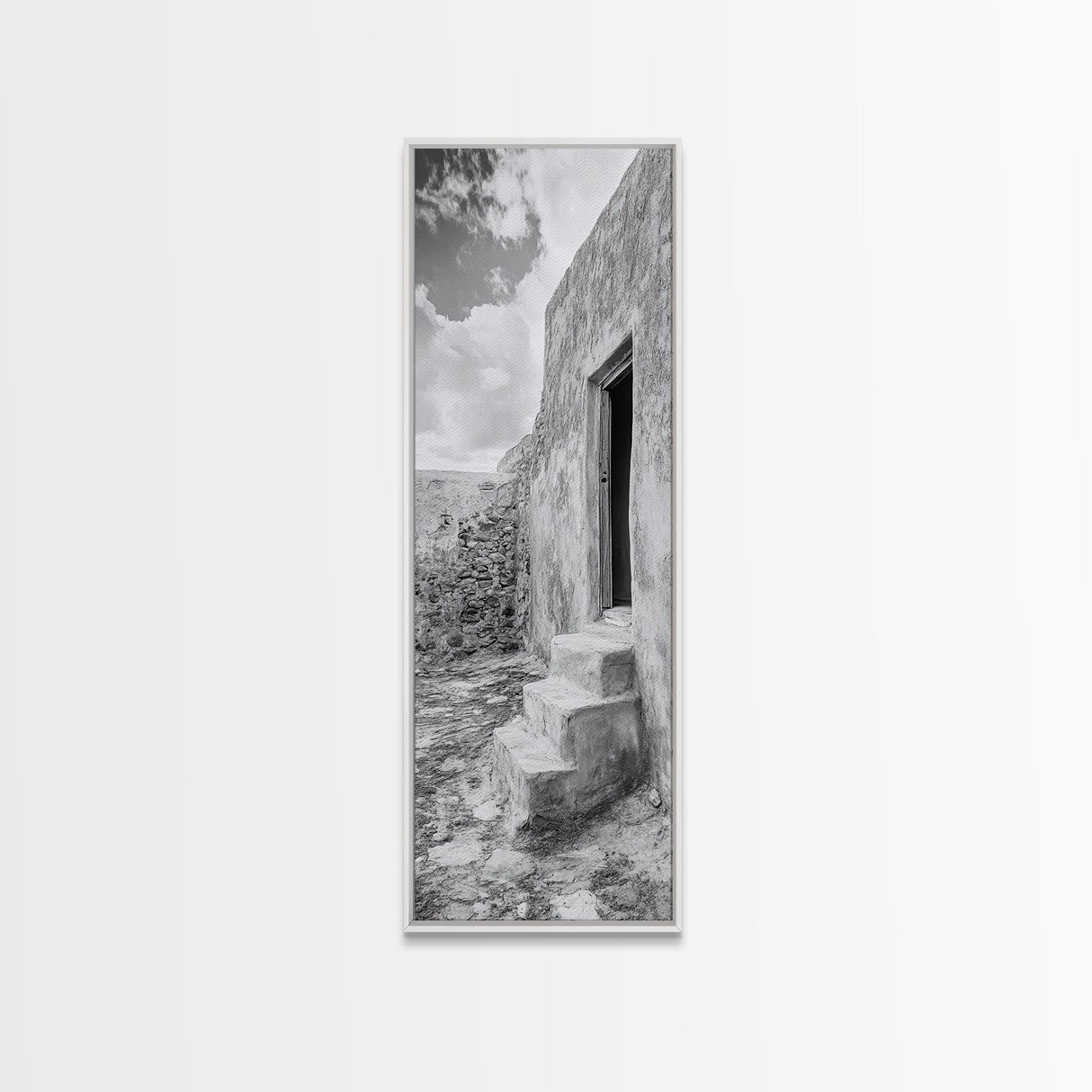 Desert Adobe Home, Old World Architecture, Earth Tone Wall Decor, Boho Rustic Print, Minimalist Entryway Art, Canvas Print