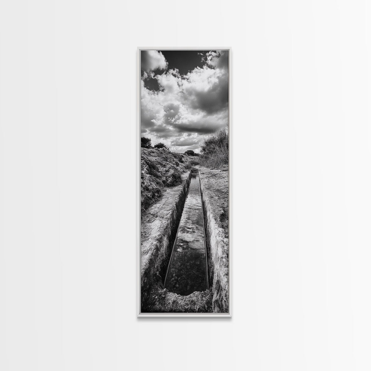 Stone Water Channel, Ancient Pathway Art, Moody Landscape Photography, Historical Wall Decor, Study or Hallway Accent, Canvas Print