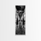 Pier Perspective, Symmetrical Architecture Art, Coastal Concrete Structure, Industrial Minimalist Decor, Framed Canvas Print