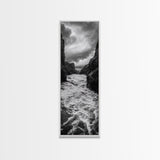 Wild River Path, Nature Wall Decor, Adventure Landscape, Monochrome Rapids, Framed Canvas Print, Rustic Living Room Wall Art, Moody Photography