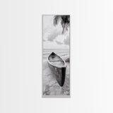 Canoe Shoreline, Island Escape, Tropical Minimalist, Ocean Mood, Framed Canvas Print, Beach House Decor, Bathroom Print, Hallway Wall Art
