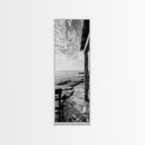 Seaside Dining, Rustic Ocean, Peaceful Horizon, Mediterranean Charm, Canvas Print, Coastal Kitchen Wall Art, Farmhouse Seaside Decor