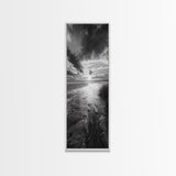Sunset Shore, River Stream, Dramatic Sky, Framed Canvas Print, Nature Wall Art, Fall Landscape Decor, Tranquil Home Accent, Rustic Room Decor