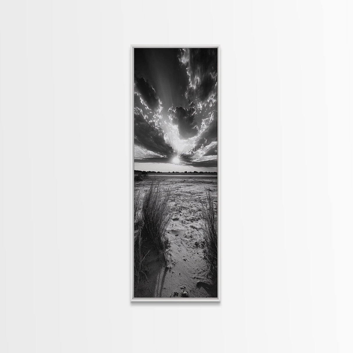 Desert Light Rays, Nature Sunset Art, Dramatic Sky Wall Decor, Canvas Print, Minimalist Desert Landscape, Living Room Wall Art