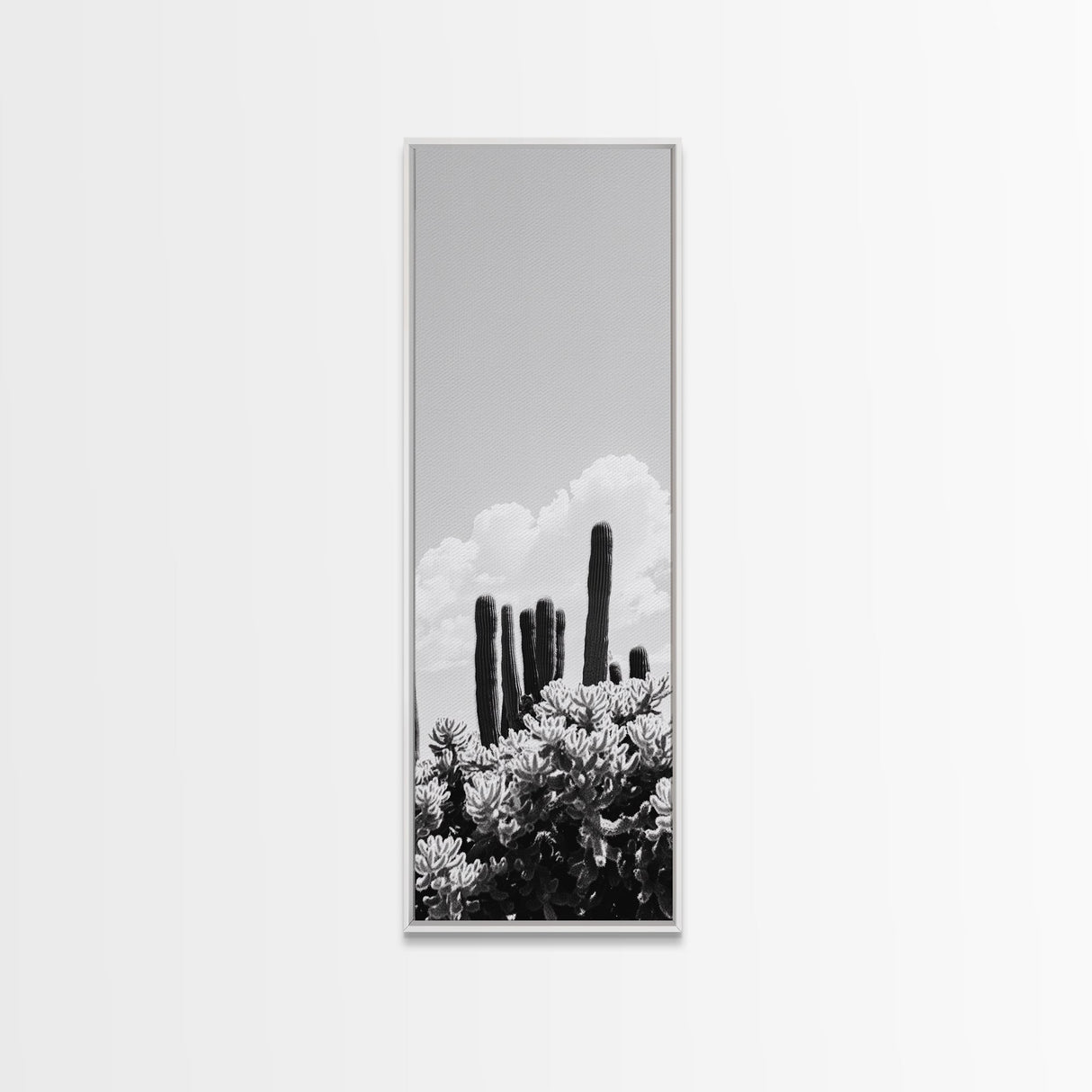 Cactus Cloudscape, Desert Plant Print, Southwestern Wall Decor, Minimalist Cactus Photography, Canvas Print, Boho Living Room Art