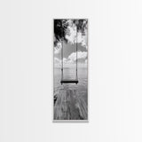 Lakeside Swing Stillness, Serene Water View Print, Peaceful Dock Photography, Canvas Print, Tranquil Bedroom or Office Wall Art