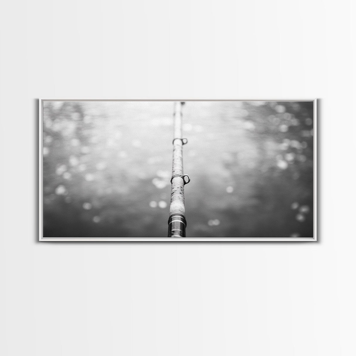 Fishing Pole, Water Focus, Tranquil Reflections, Minimalist Angler Art, Canvas Print, Cabin Wall Art, Lakehouse Decor