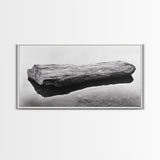 Driftwood, Calm Water, Nature Stillness, Natural Element Art, Framed Canvas Print, Zen Bathroom Wall Art, Minimalist Decor