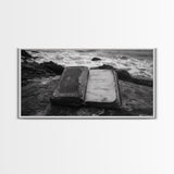 Weathered Journal Shore, Vintage Book, Ocean Background, Canvas Print, Antique Study Wall Art, Nautical Literary Photography