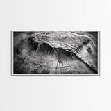 Topographic Map Detail, Antique Terrain, Black and White Landscape, Canvas Print, Office Wall Art, Historical Geography Decor