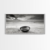 Solitary Bowl Beach, Ocean Waves Texture, Surreal Still Life Photo, Canvas Print, Entryway Wall Art, Minimalist Coastal Style