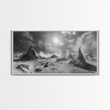 Desert Tent Scene, Surreal Tribal Landscape, Stormy Sky Tents, Canvas Print, Living Room Wall Art, Boho Nomad Aesthetic, Living Room Wall Art