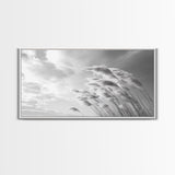 Windswept Grass, Minimal Nature, Calm Sky, Neutral Art, Framed Canvas Print, Bedroom Wall Art, Scandinavian Decor, Peaceful Pastel Tones
