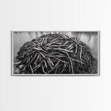 Beaver Lodge, Natural Structure, Earthy River Habitat, Framed Canvas Print, Cabin Wall Art, Nature-Inspired Rustic Fall Decor