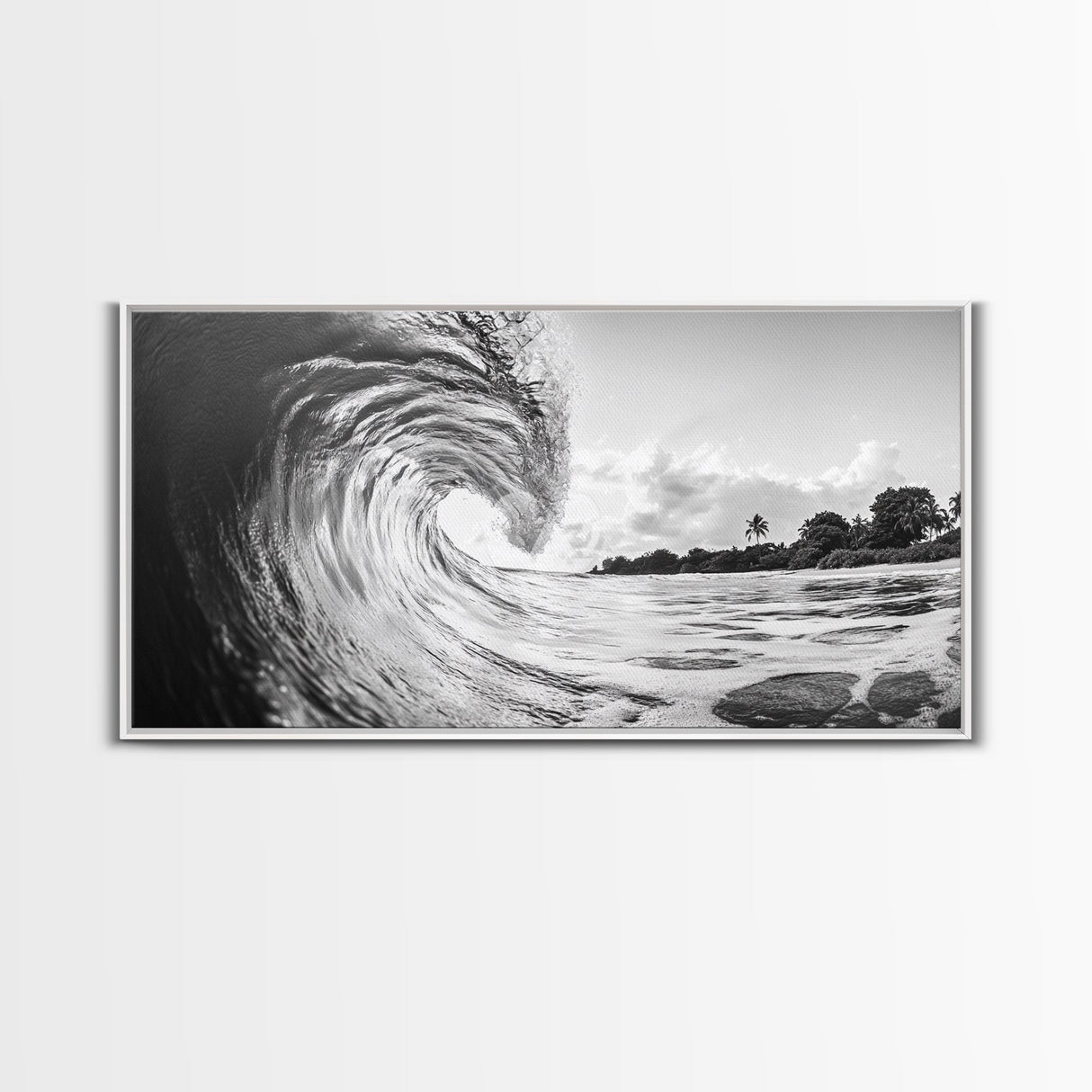 Ocean Wave Art, Coastal Decor, Heart Wave Wall Art, Black and White Photography, Canvas Print, Beach Bathroom, Surf Vibes, Minimalist Surf Home