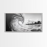 Ocean Wave Art, Coastal Decor, Heart Wave Wall Art, Black and White Photography, Canvas Print, Beach Bathroom, Surf Vibes, Minimalist Surf Home