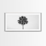 Minimal Palm Tree, Tropical Simplicity, Black and White Art, Framed Canvas Print, Modern Entryway or Minimalist Bathroom Wall Art