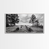 Coastal Graveyard, Moody Seascape, Quiet Reflection Scene, Framed Canvas Print, Gothic Office or Haunted Fall Wall Art Decor, Hallway Wall Art