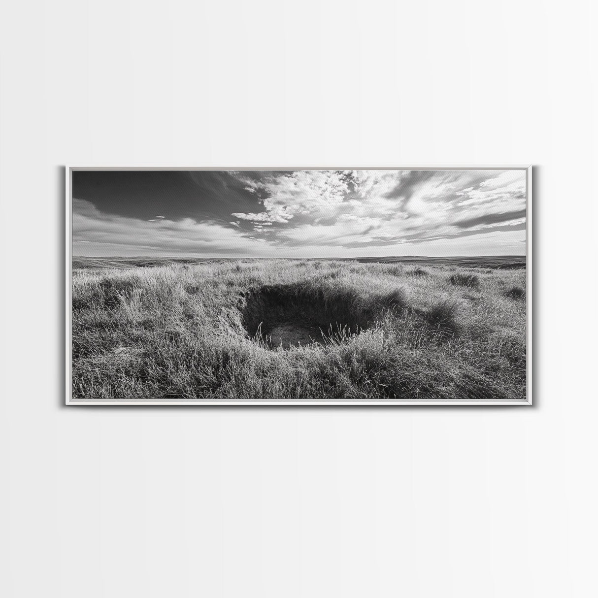 Prairie Crater Scene, Nature Landscape, Rustic Country Vibe, Farmhouse Wall Decor, Canvas Print, Entryway Accent, Autumn Earth Tones