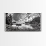 Misty Forest, Coastal Wilderness, Moody Landscape, Nature Escape, Framed Canvas Print, Cabin Decor, Autumn Wall Art, Woodland Aesthetic
