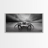 Fierce Crab, Coastal Storm, Ocean Mood, Dramatic Shore, Framed Canvas Print, Bathroom Wall Art, Beach House Decor, Marine Photography