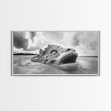Dragon Head Sculpture, Beach Sand Art, Mythical Creature Decor, Fantasy Vibes, Framed Canvas Print, Game Room Wall Art, Office Wall Art