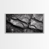 Stone Texture Closeup, Abstract Rock Pattern, Black and White Minimalist, Canvas Print, Modern Wall Art, Office Decor, Earthy Tones