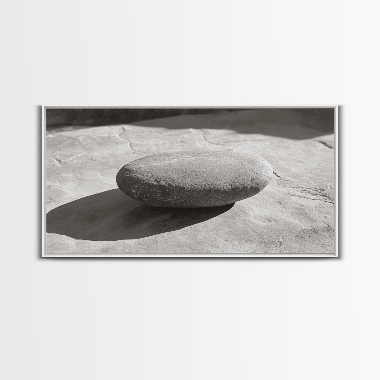 Zen Stone Focus, Natural Simplicity, Black and White Minimalist, Canvas Print, Spa Wall Art, Serene Bathroom Decor, Peaceful Aesthetic