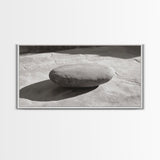 Zen Stone Focus, Natural Simplicity, Black and White Minimalist, Canvas Print, Spa Wall Art, Serene Bathroom Decor, Peaceful Aesthetic
