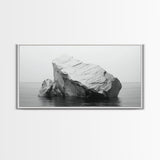 Iceberg Art, Arctic Calm, Winter Minimalism, Ocean Glacier Scene, Framed Canvas Print, Modern Wall Art, Minimalist Bedroom Decor