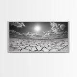 Cracked Earth Sun, Desert Landscape, Dramatic Sky, Canvas Print, Southwestern Decor, Fall Wall Art, Earth Tones Rustic Home Accent