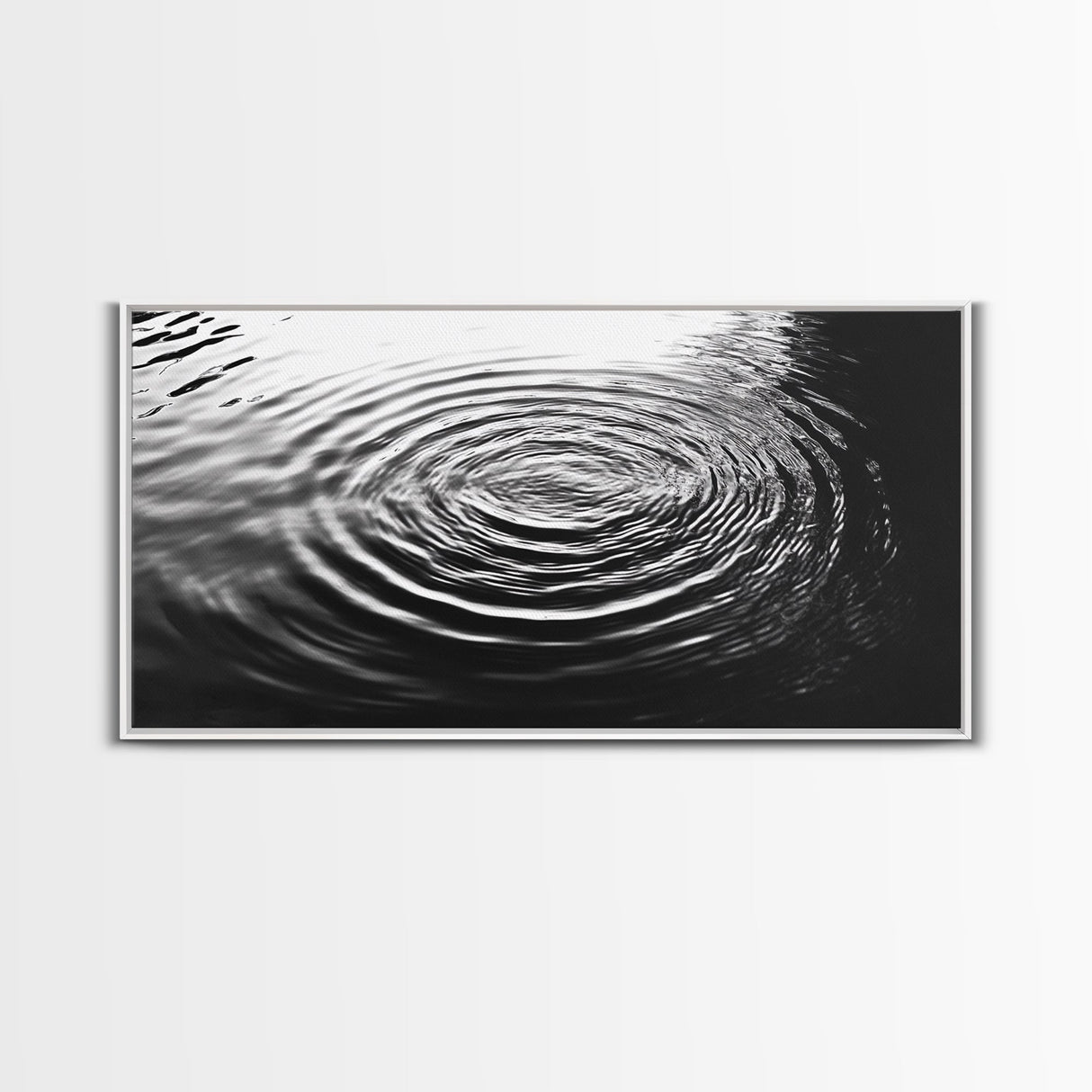Water Ripples Zen, Abstract Motion, Monochrome Fluid Art, Canvas Print, Modern Minimalist Wall Art, Bathroom or Spa Room Decor