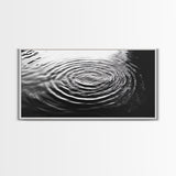Water Ripples Zen, Abstract Motion, Monochrome Fluid Art, Canvas Print, Modern Minimalist Wall Art, Bathroom or Spa Room Decor